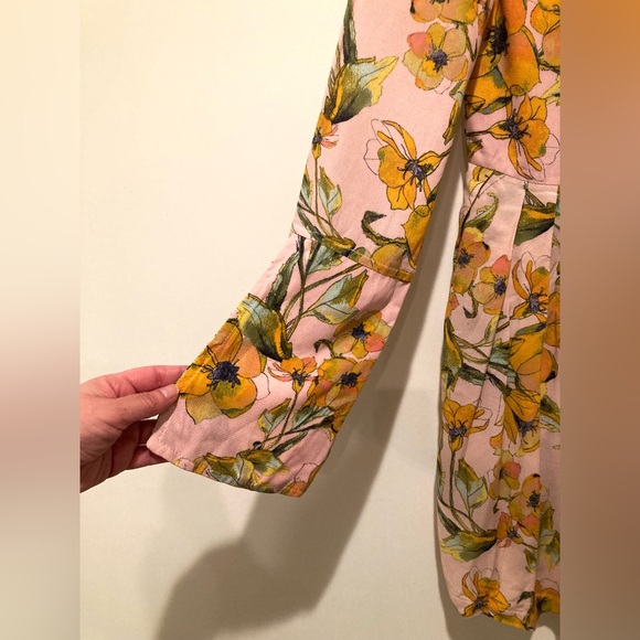 NWT, Free People Tegan Dress, Size 2, Pink Yellow Floral - Picture 4 of 16